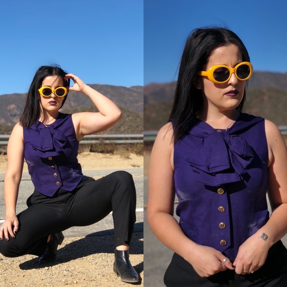 MARC JACOBS SZ S 4 BOW TOP SHIRT PURPLE VEST STYLE